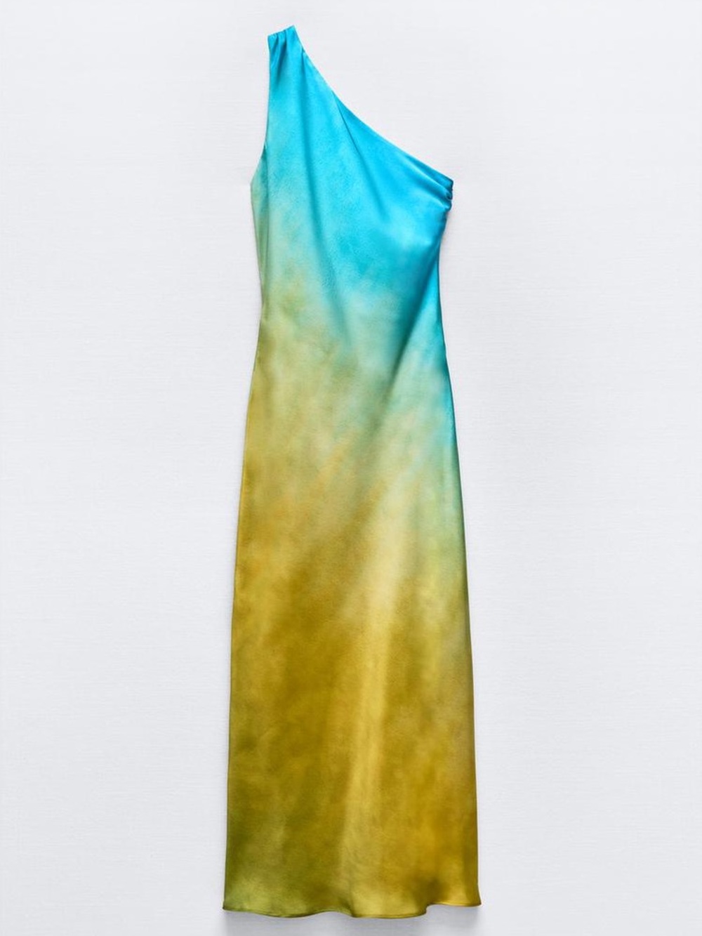 ZARA ASYMMETRICAL SATIN EFFECT TIE DYE DRESS XS NWT - Picture 9 of 16